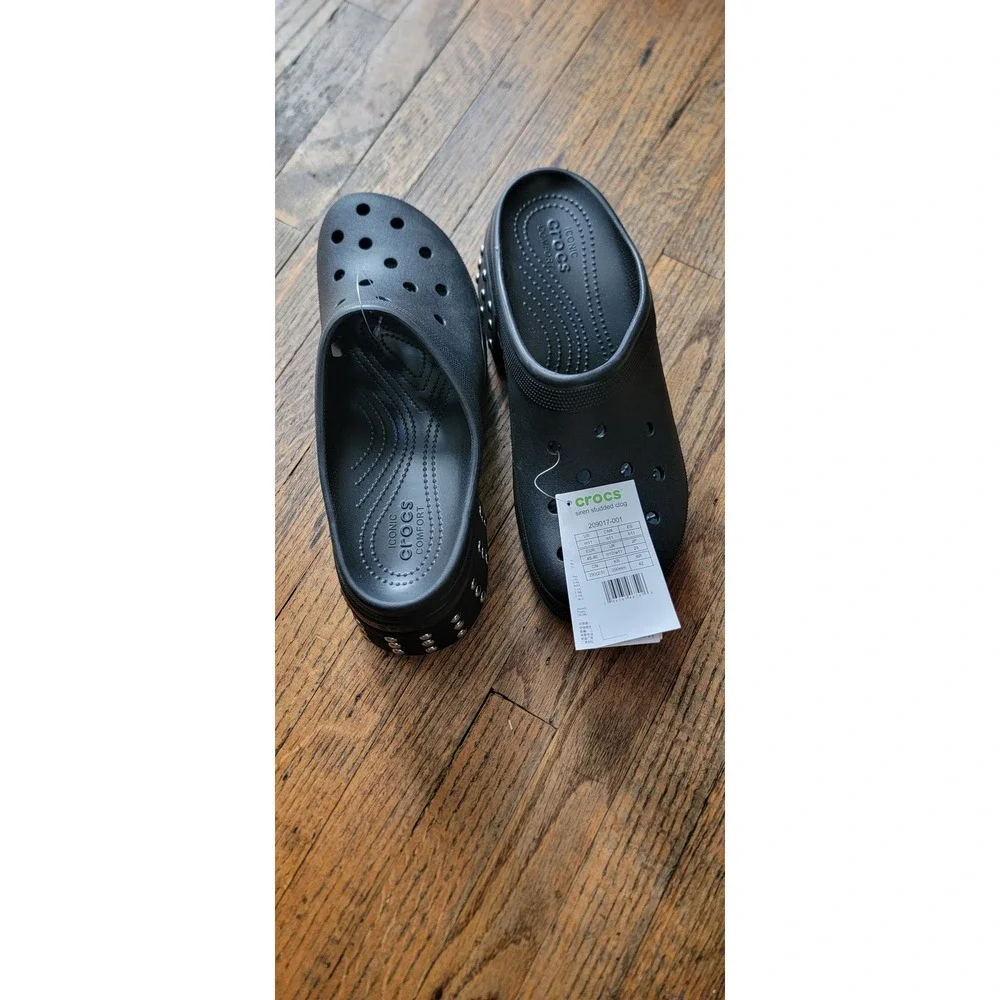 Crocs Siren Studded‎ Clog Black Platform Heel Men's M11 W13